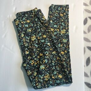 LuLaRoe Black and Yellow Floral Leggings